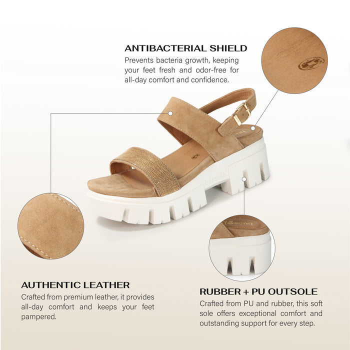 Bussola Corvara Glitter Platform Sandals (Toffee)