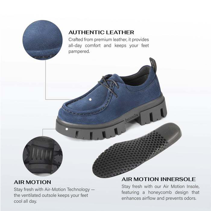 Bussola Corvara Lugged Laceup Moccasins (Navy)