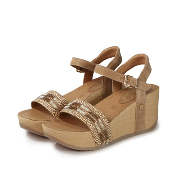 bussola Formentera Glitter Wedge Sandals (Natural)