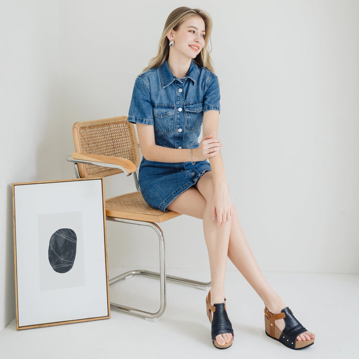 Bussola Formentera Glove Wedge Sandals (Nero)