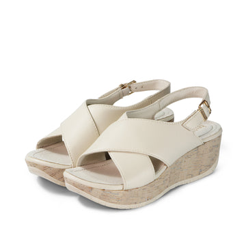 bussola Ibiza Cross Straps Wedge Sandals (Angora)