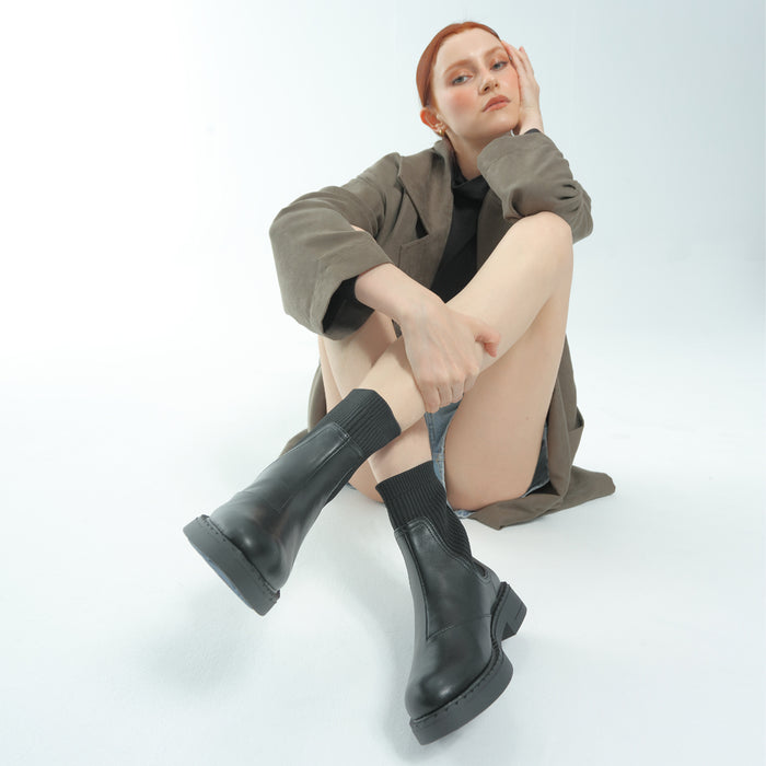 Bussola Roma Knitted-Sock Ice-Grip Boots (Nero)