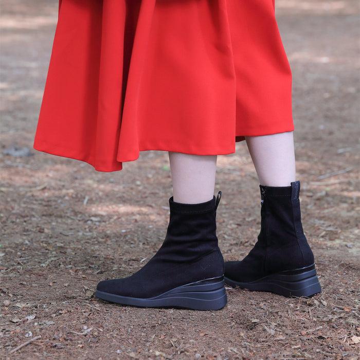 Bussola Savona Suede Wedge Boots (Nero)