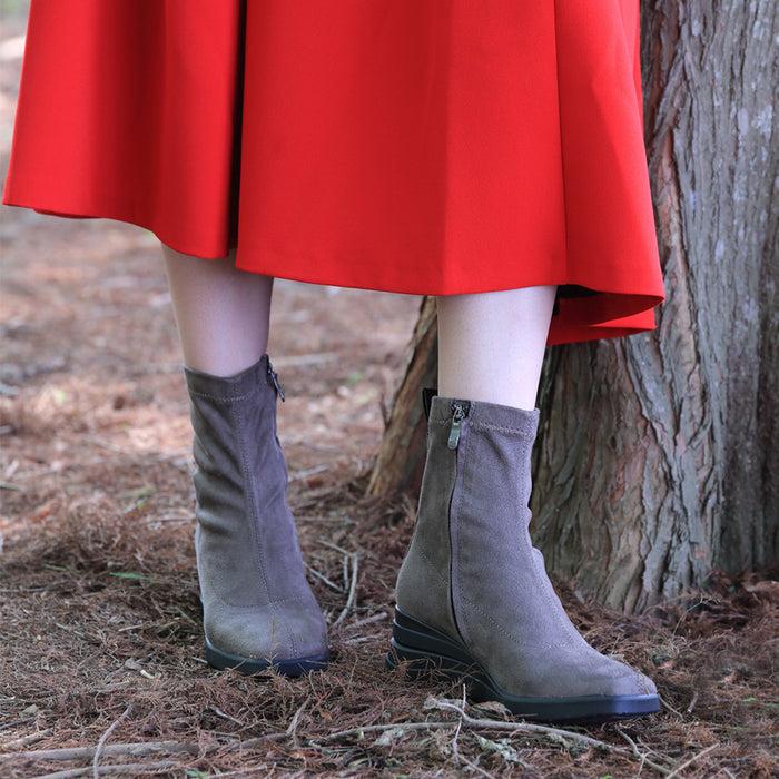 Bussola Savona Suede Wedge Boots (Taupe)