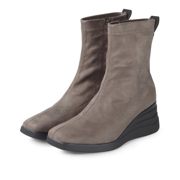 bussola Savona Suede Wedge Boots (Taupe)