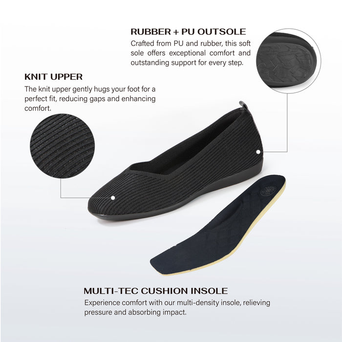 Bussola Vicenza Knit Ballet Flats (Nero)