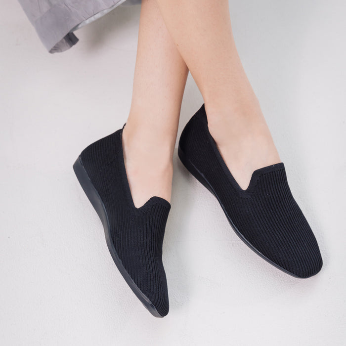 Bussola Vicenza Knit Flat Shoes (Black)