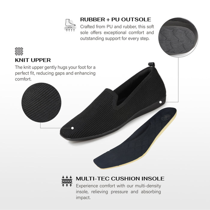 Bussola Vicenza Knit Flat Shoes (Black)