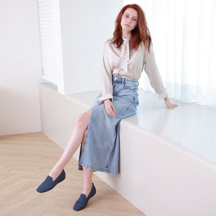 Bussola Vicenza Knit Flat Shoes (Blue)