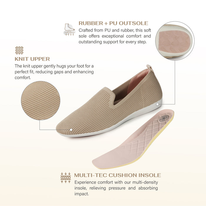 Bussola Vicenza Knit Flat Shoes (Doeskin)