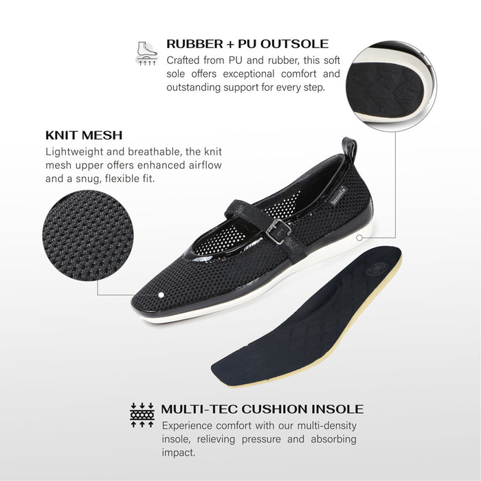 Bussola Vicenza Mesh Ballet Flats (Nero)