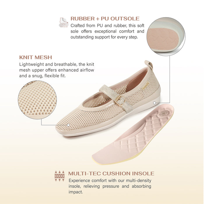 Bussola Vicenza Mesh Ballet Flats (White)