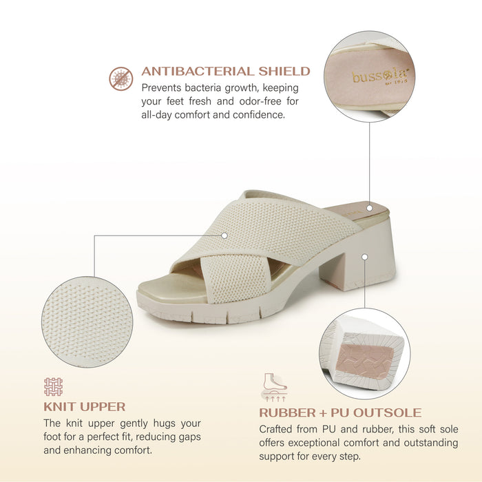 Bussola Volterra Cross Straps Heel Sandals (Chalk)