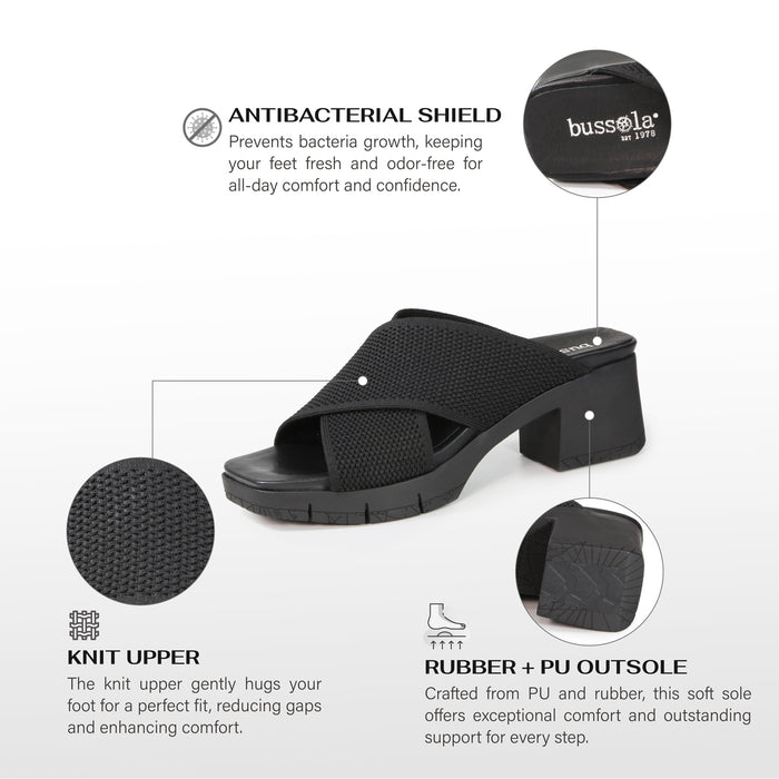 Bussola Volterra Cross Straps Heel Sandals (Nero)