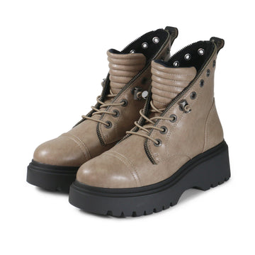 bussola Firenze Platform Combat Boots (Vintage Taupe)