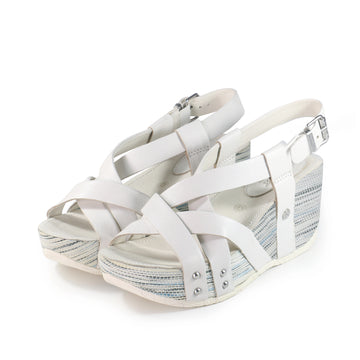 bussola Formentera Cross Straps Wedge Sandals (Bianco)