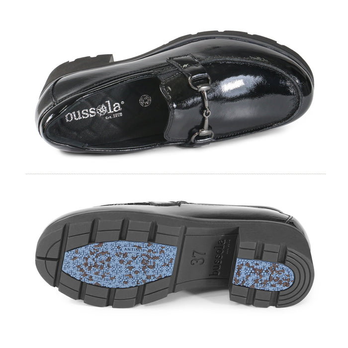 Bussola Palermo Horsebit Chunky Loafers (Vernice Nero)