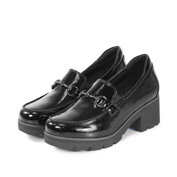 bussola Palermo Horsebit Chunky Loafers (Vernice Nero)