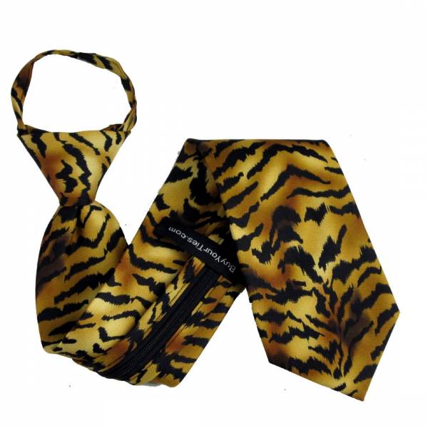 buy your ties Gold Animal Print Zipper Tie Style: ZIP-TIGER-2