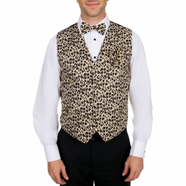 buy your ties Leopard Print Vest Bow Tie & Hanky Style: VBH-ADF-301
