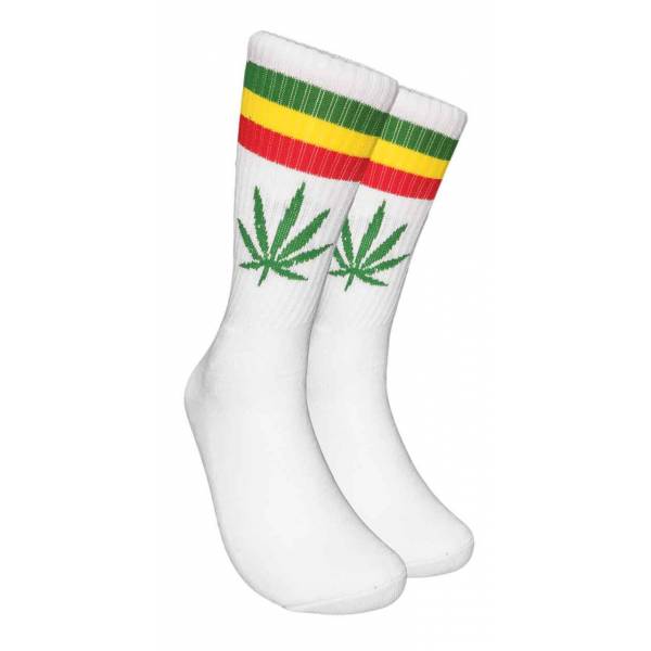 buy your ties Mens Marijuana Weed Leaf Rasta White Socks Style: SOCKZ-106