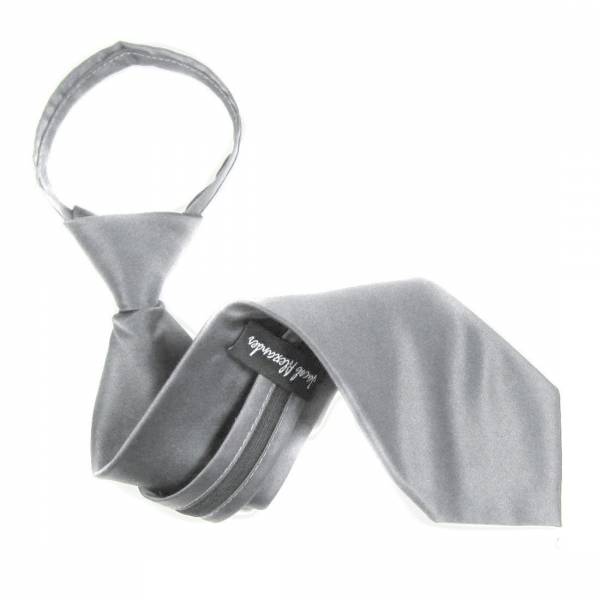 buy your ties Silver Solid Zipper Tie Style: ZIP-ADF-12