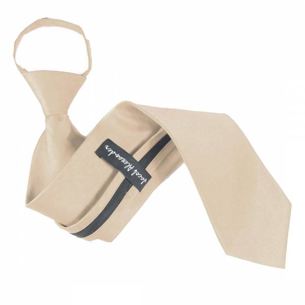 buy your ties Solid Mens Zipper Tie Champagne Style: ZIP-ADF-55