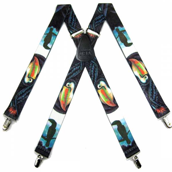 buy your ties Toucan Suspenders 1.50 inch Made in U.S.A Style: SUS-368-WLTC