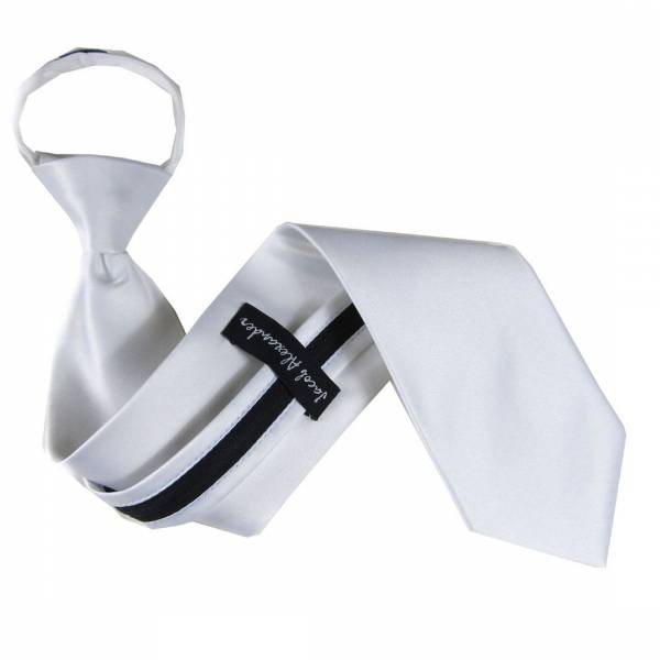 buy your ties White Solid Zipper Tie Style: ZIP-ADF-4