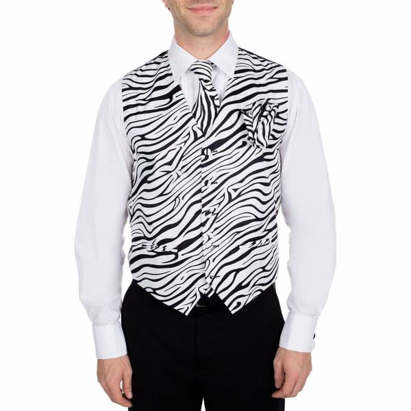 buy your ties Zebra Print Vest Tie & Hanky Style: VTH-ADF-305