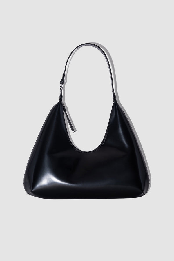 by far Amber Black Semi Patent Leather Shoulder bag