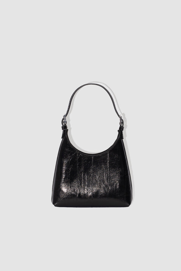 by far Baby Camryn Black Eel Embossed Leather Top-Handle Bag