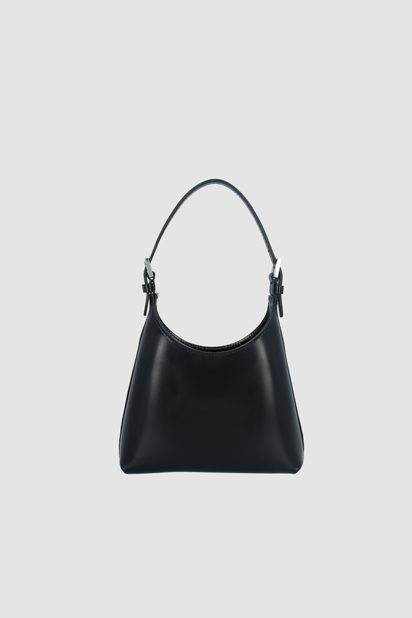 by far Baby Camryn Black Semi Patent Leather Top-Handle Bag