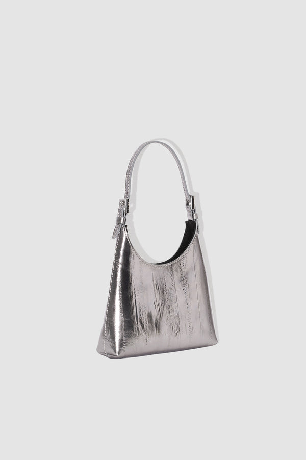 By Far Baby Camryn Inox Eel Embossed Metallic Leather Top-Handle Bag