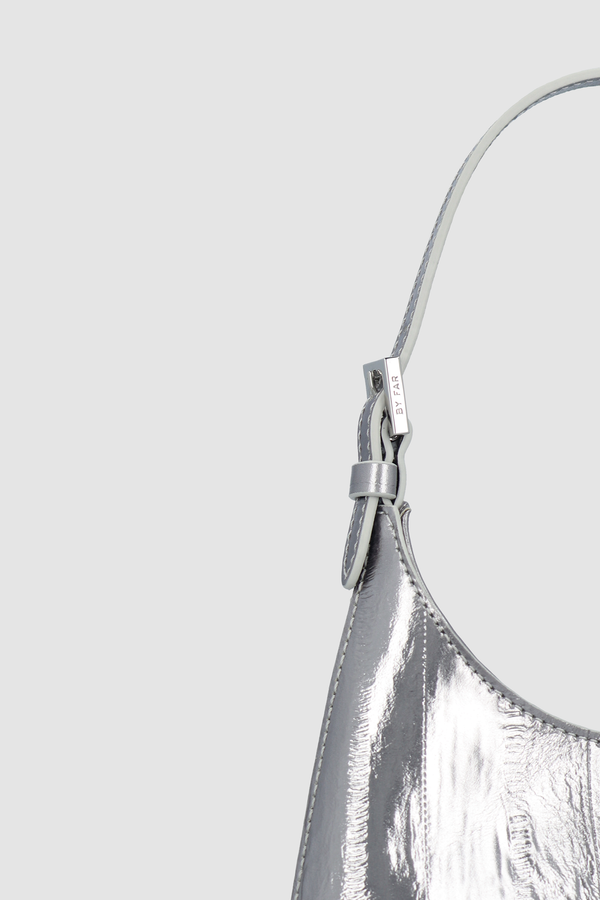 By Far Baby Camryn Inox Eel Embossed Metallic Leather Top-Handle Bag