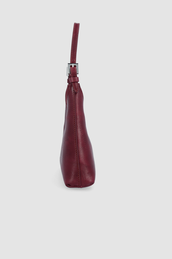 By Far Baby Camryn Sour Cherry Eel Embossed Leather Top-Handle Bag