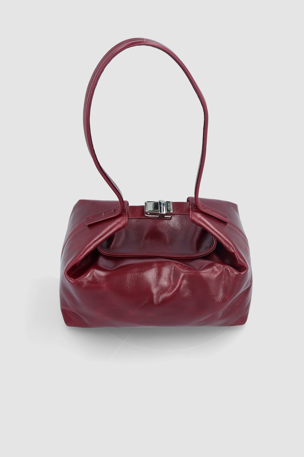 By Far Bea Sour Cherry Creased Calf Leather Hobo Bag