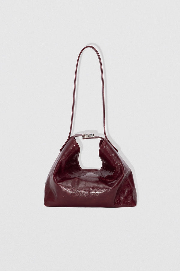 by far Bea Sour Cherry Creased Calf Leather Hobo Bag