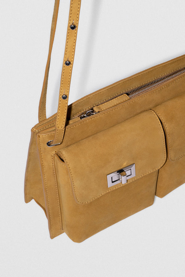 By Far Billy Tote Cumin Kid Suede Leather Shoulder Bag