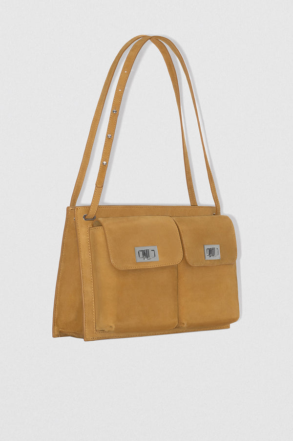 By Far Billy Tote Cumin Kid Suede Leather Shoulder Bag