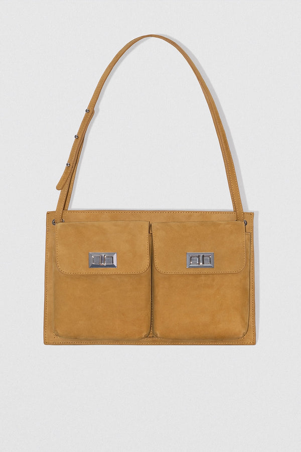 by far Billy Tote Cumin Kid Suede Leather Shoulder Bag