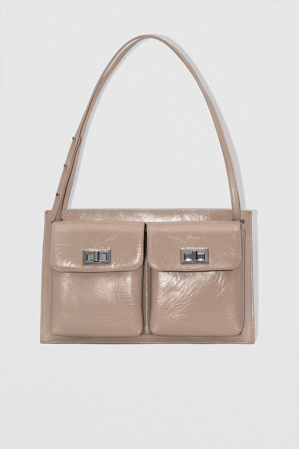 by far Billy Tote Dryland Creased Calf Leather Shoulder Bag