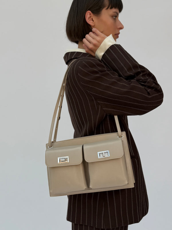 By Far Billy Tote Dryland Creased Calf Leather Shoulder Bag