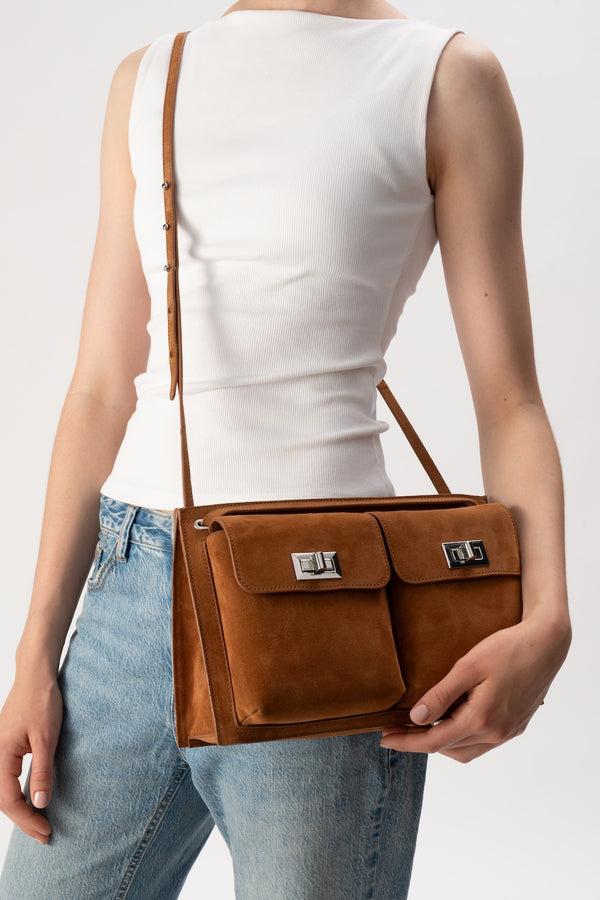 By Far Billy Tote Summer Tan Suede Leather Shoulder Bag