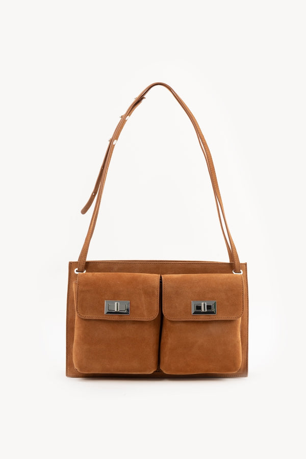 by far Billy Tote Summer Tan Suede Leather Shoulder Bag