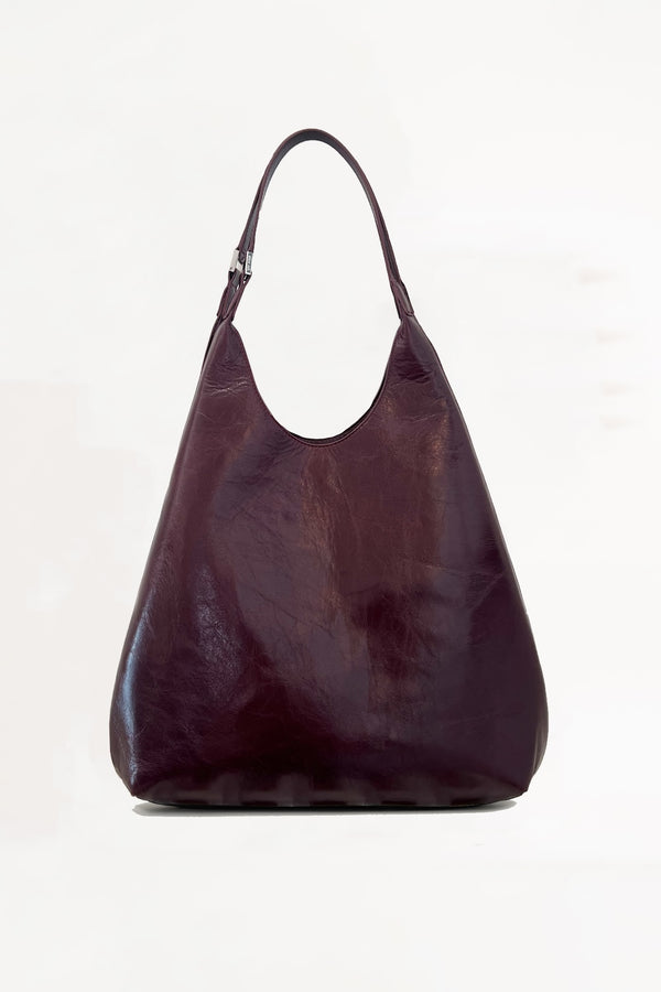 by far Amber Folio Grape Calf Leather Shoulder Bag
