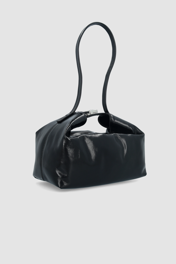 By Far Bea Black Creased Leather Hobo Bag