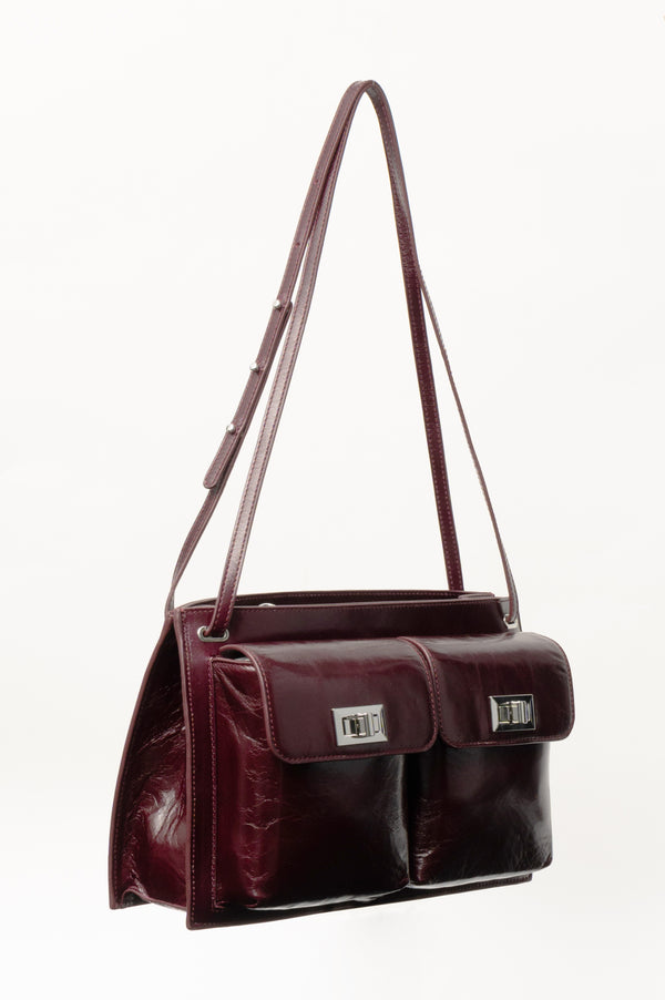 By Far Billy Tote Grape Calf Leathr Shoulder Bag