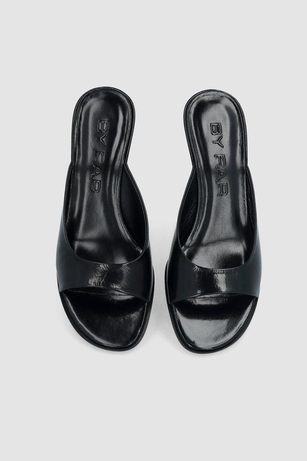 By Far Caroo Black Glossed Nappa Leather Mule