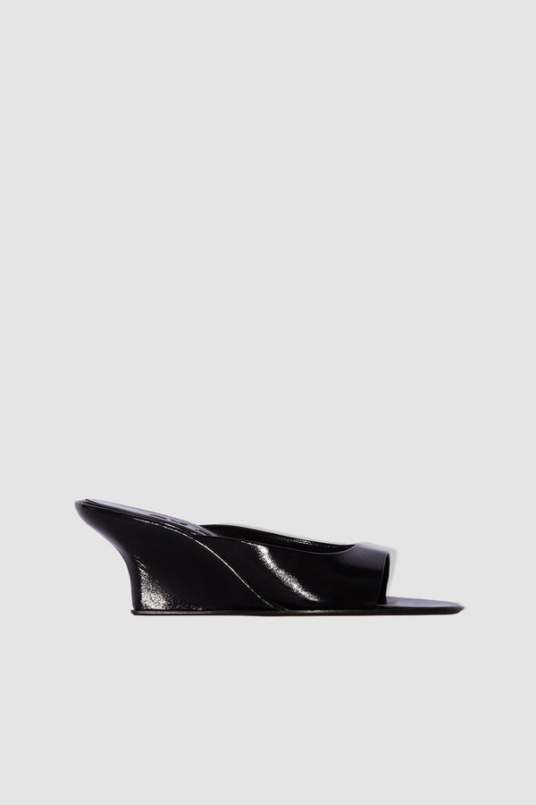 by far Caroo Black Glossed Nappa Leather Mule